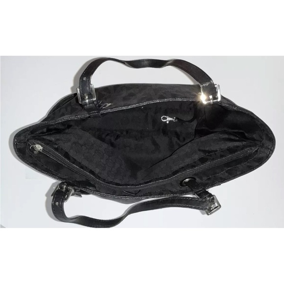 Michael Kors Jet Set Monogram Signature Logo Tote - Black - Picture 8 of 8